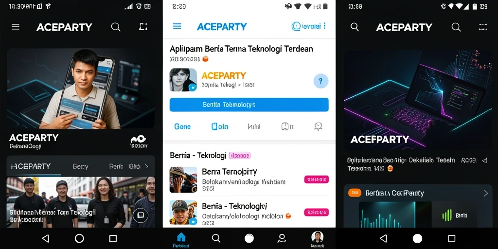 Antarmuka aplikasi ACEPARTY yang modern dan mudah digunakan.