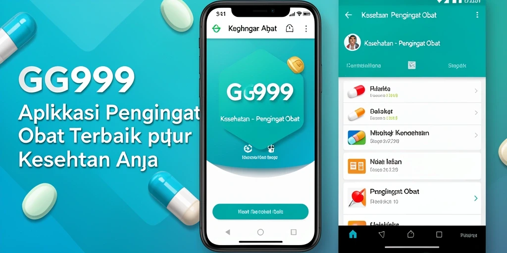 Antarmuka pengguna aplikasi GG999 untuk pengingat obat.