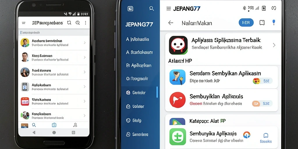 Tampilan antarmuka aplikasi JEPANG77 yang sederhana dan aman.