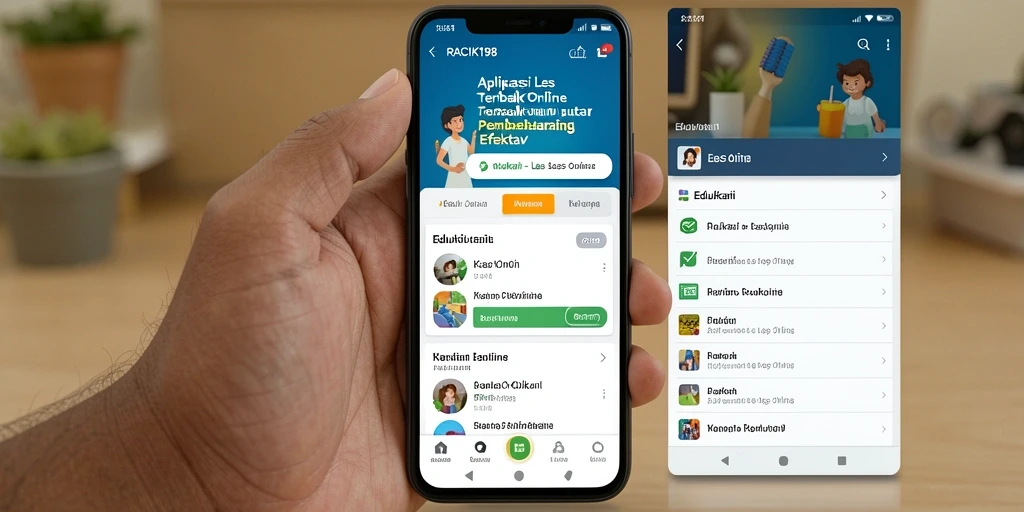 Antarmuka aplikasi Les Online RACIK198 yang interaktif dan informatif.