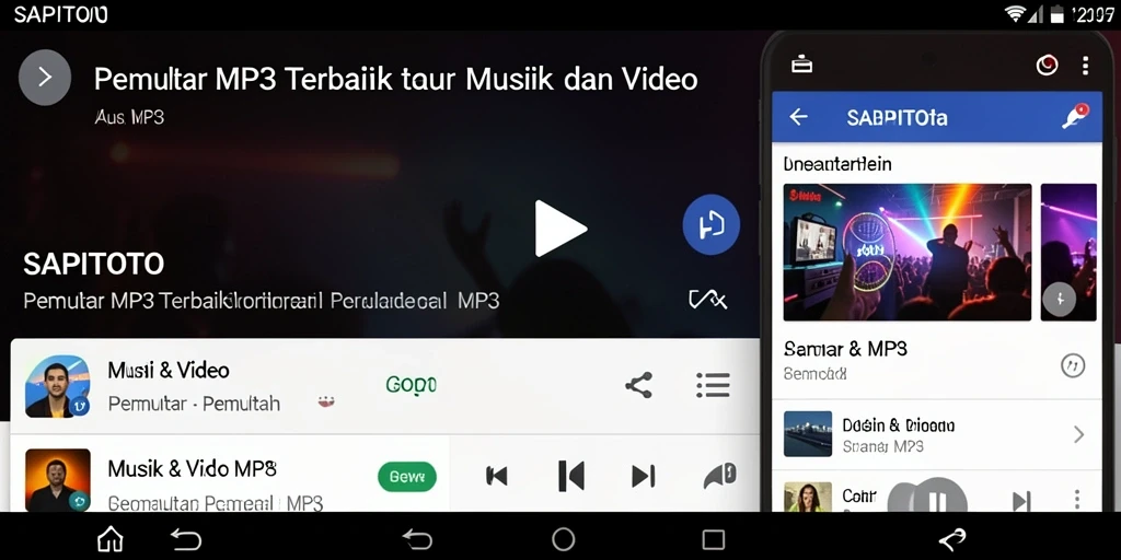 Antarmuka SAPITOTO menampilkan semua fitur Pemutar MP3 dengan jelas.