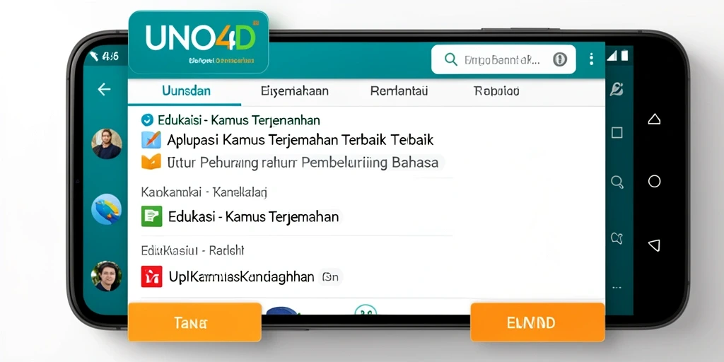 Tampilan antarmuka pengguna aplikasi Kamus Terjemahan UNO4D.